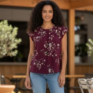 Floral Burgundy Blouse
